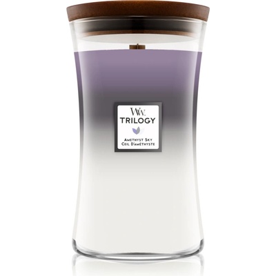 WoodWick Trilogy Amethyst Sky ароматна свещ с дървен фитил 609.5 гр