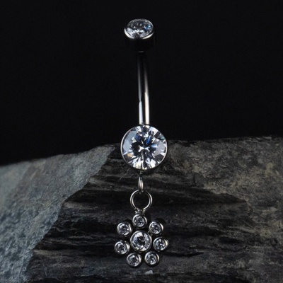 CryptoEshop Visací titanový piercing do pupíku ve tvaru kytky Floris 1,6 mm 10 mm W214-1610