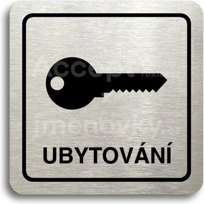 ACCEPT Piktogram ubytování - stříbrná tabulka - černý tisk