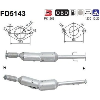 Filtr sazových částic, výfukový systém AS FD5143