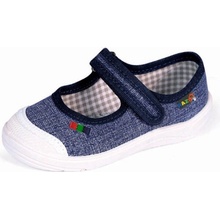 Dievčenské papuče s koženou vložkou denim Nazo