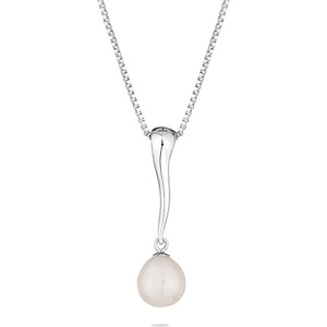 Swan Сребърно колие със сладководна бяла перла IP0524W Swan