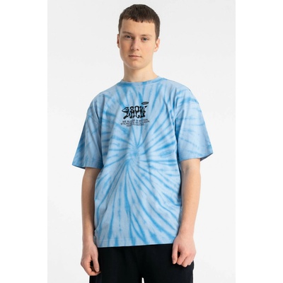 Reporter tričko s celoplošným tie-dye potiskem modrá