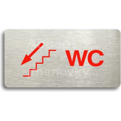 ACCEPT Piktogram WC VLEVO DOLŮ - stříbrná tabulka - barevný tisk bez rámečku