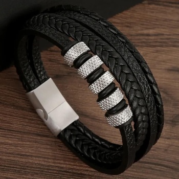 HARAHU Мъжки гривна gi-33323 - Черна / Сребриста kp33323 (gi-33323)