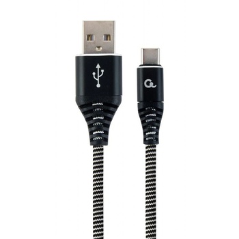 Gembird Кабел за захранване и данни на Gembird, USB 2.0 (T) към USB 2.0 Type-C (T), 1 m, черен / бял CC-USB2B-AMCM-1M-BW (CC-USB2B-AMCM-1M-BW) (CC-USB2B-AMCM-1M-BW)