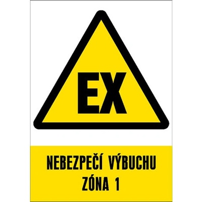Značka Nebezpečí výbuchu – Zóna 1, samolepicí fólie, 210 × 297 mm BZ FE358