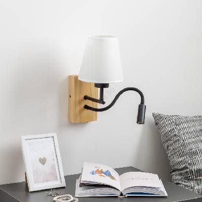 Brilagi - LED Аплик NUBILA WOOD 1xE27/25W/230V + LED/3W дъб/бял (BG1564F)