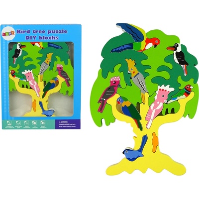 mamido Dřevěná stavebnice strom s papoušky