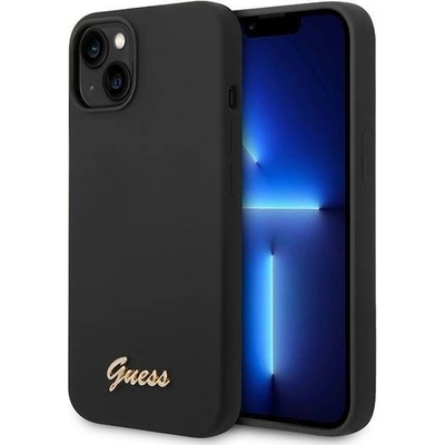 GUESS Кейс Guess GUHCP14MSLSMK за iPhone 14 Plus 6.7", черен / черен, твърд, Silicone Vintage Gold Logo (3666339064891)