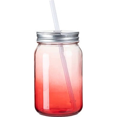 Mason Sklenice Jar bez ouška červený gradient sublimace termotransfer 450 ml