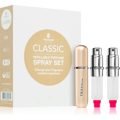 Travalo Classic HD Gold plnitelný rozprašovač parfémů 5 ml + obal na plnitelný rozprašovač parfémů