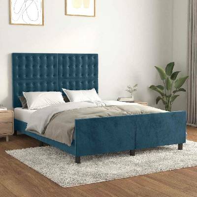 zahrada-XL 3126005 Rám postele bez matrace tmavě modrý samet