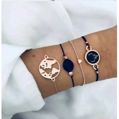 Prosperk náramek černo stříbrný world S1639