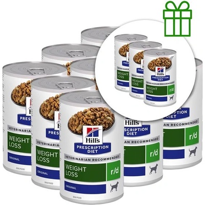Hill's Hill s Prescription Diet r/d Контрол на теглото консерви за кучета 350 г, 9+3 БЕЗПЛАТНО