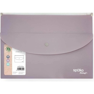 Spoko ReLeaf obálka se zipem a kapsa s drukem A4 SoftTouch - fialová