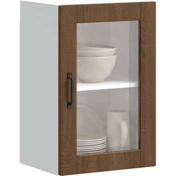 vidaXL Кухненски стенен шкаф със стъклена врата "Porto" кафяв дъб (854014)