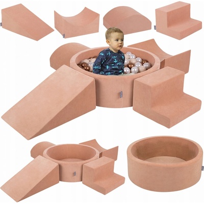 KiddyMoon Pěnové dětské hřiště velurové 300 kuliček – Hledejceny.cz