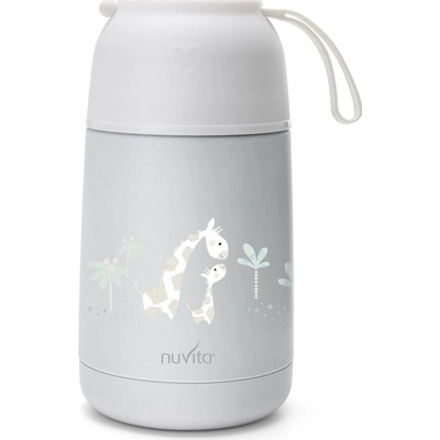 Nuvita Termoska s silikónovým držiakom a skladacie lyžičkou 500 ml white