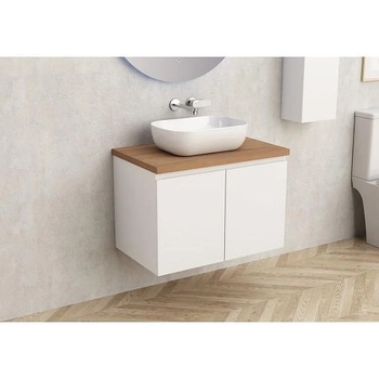 Inter Ceramic Конзолен PVC шкаф за баня BG 5155-75W + 7546-31, с дървесен плот, Inter Ceramic, 45х48.5х73.5см (BG 5155-75W + 7546-31)