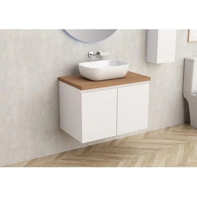 Inter Ceramic Конзолен PVC шкаф за баня BG 5155-75W + 7546-31, с дървесен плот, Inter Ceramic, 45х48.5х73.5см (BG 5155-75W + 7546-31)