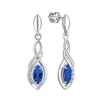 Soliter Strieborné visiace náušnice s modrými kryštálmi 436 001 00573 04