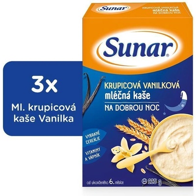 Sunar Mliečna krupicová na dobrú noc vanilková 225 g