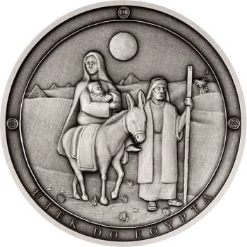 Česká mincovna Stříbrná medaile Panna Marie Sedmibolestná Útěk do Egypta SK stand 42 g