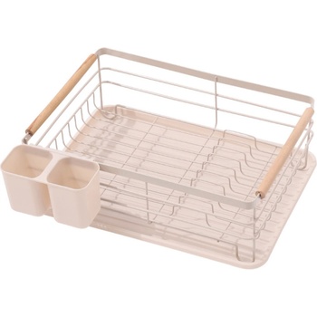 Rosberg Сушилник за съдове Rosberg R53000N, Подвижна тава, Дървени дръжки, Бежов (R53000N beige)