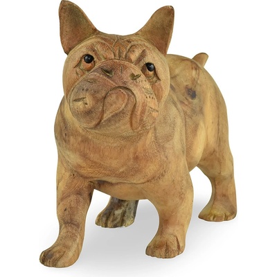 Dřevěná soška Bulldog 18 cm - varianta D