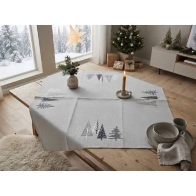 Textilomanie Vánoční ubrus SILVER FOREST 85x85 cm světle šedý