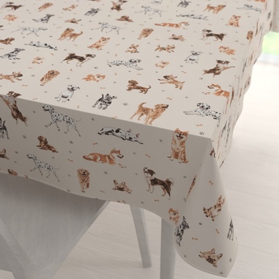Biante bavlna obdĺžnikový obrus Sandra SA-620 Psí kamaráti na krémovom 50x100 cm