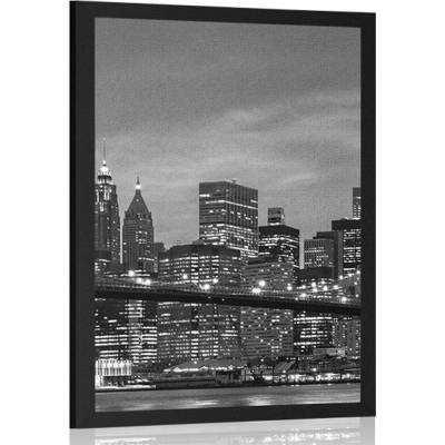 Plakát černobílý most v Brooklynu - 40x60 white