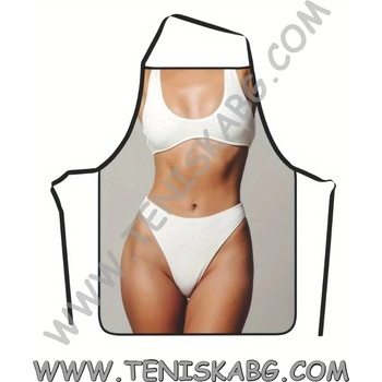 Секси престилка жена с бял бански