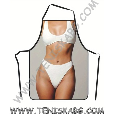 Секси престилка жена с бял бански