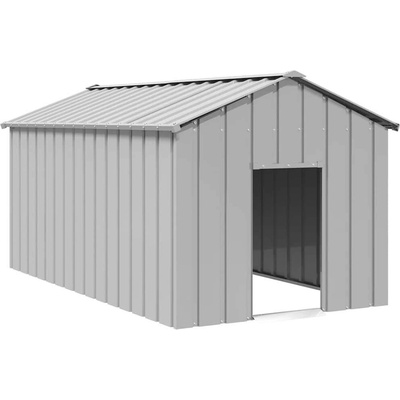 vidaXL Psí bouda se střechou šedá 114 x 202 x 101 cm pozinkovaná ocel 9799.4100922
