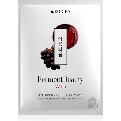 Korika FermentBeauty Anti-wrinkle Face Sheet Mask with Fermented Wine and Hyaluronic Acid plátenná maska proti vráskam s fermentovaným hroznom a kyselinou hyalurónovou 20 g