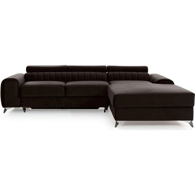 Eltap Тъмнокафяв кадифен разтегателен ъглов диван с място за съхранение (десен ъгъл) Grayson - ELTAP (CO-GRA-RT-22NU)