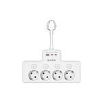 S-Link защита от пренапрежение - PRZ08 (15 см, 210 джаула, USB-A, 2xType-C, 16 А, 3, 4 А/5 V, 3680 W, 4 бр. Schuko, бял) (43252)