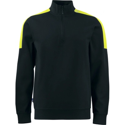 Projob 2128 Swatshirt Doubleface Pánská mikina s 1/2 zipem černá/žlutá