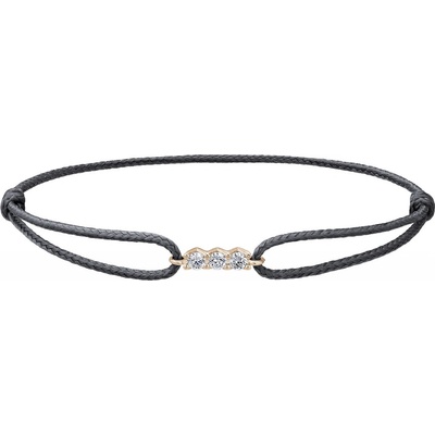Tiami provázkový náramek Pure Line 3 z růžového zlata s diamanty tmavě šedý BPL3P2206