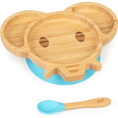 Klarstein Детски комплект за хранене, с бамбукова чиния и лъжица, 250 мл. , включително вакуум залепване, 18 х 18 см. (BW-10243-006) (BW-10243-006)
