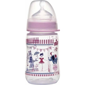 Nip Бебешко шише NIP - РР, Flow M, 0 м+, 260 ml, Girl (4000821350427) - baby