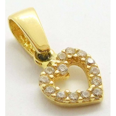 Klenoty Budín Dámský zlatý přívěsek se zirkony srdce 01287