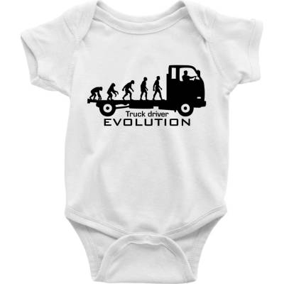 Truck driver evolution Body dojčenské s krátkym rukávom Biela