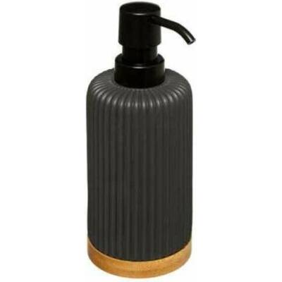 Dávkovač mýdla Modern černý s bambusem a kamenem do koupelny 270 ml 5five