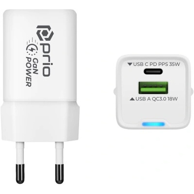 Prio Зарядно / адаптер USB-A / USB-C, GaN, PD, 35 W (20626)