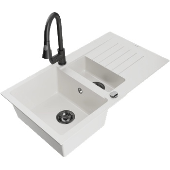 Mexen Matias гранитна мивка с 1, 5 отделения с отцедник и кухненски смесител (6502-20-670101-70)