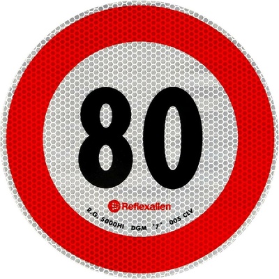 Reflexní nálepka LAMP s omezením rychlosti 80 km/h, značka B-33