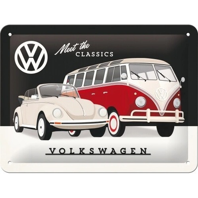 Plechová ceduľa Volkswagen VW - Mett the Classics, 20 x 15 cm